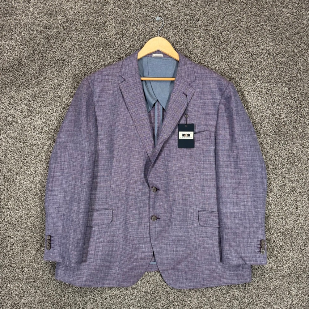 Joseph Abboud Blazer Men 52R Modern Fit Berry Plum Wool Silk Linen San Ildefonso